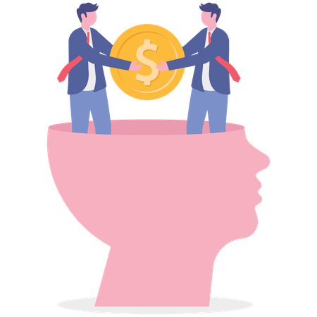 Geschäftsleute, die an der finanziellen Zusammenarbeit arbeiten  Illustration