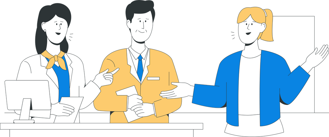 Geschäftsleute, die an Geschäftsabläufen arbeiten  Illustration
