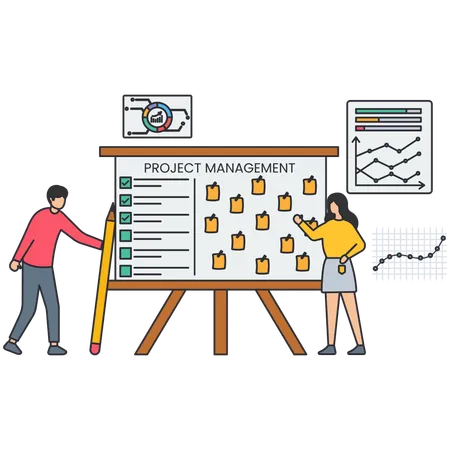 Geschäftsleute, die im Projektmanagement arbeiten  Illustration