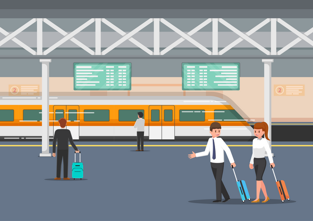 Geschäftsleute, die den Zugverkehr nutzen  Illustration