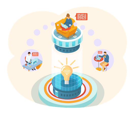 Geschäftsleute die online-meetings machen  Illustration