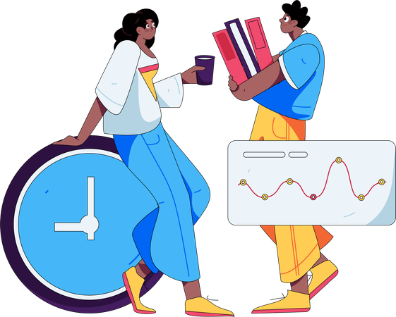 Geschäftsleute diskutieren Business Analytics in Meetings  Illustration