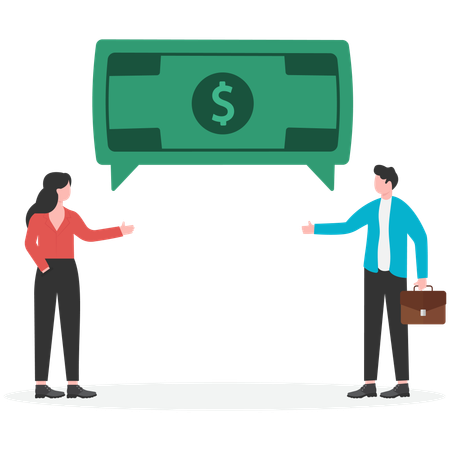Geschäftsleute diskutieren über Geld  Illustration