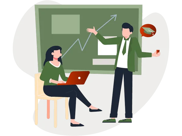 Geschäftsleute diskutieren über Diagramm  Illustration