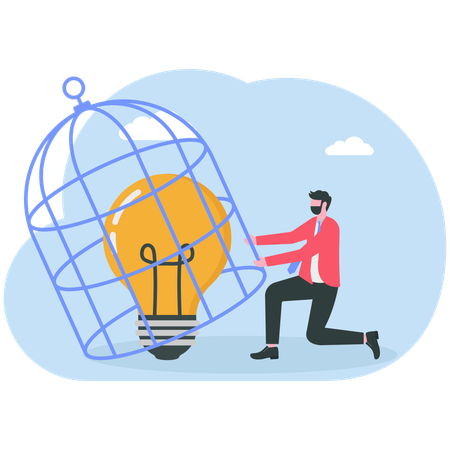Geschäftsleute schalten Idee frei  Illustration