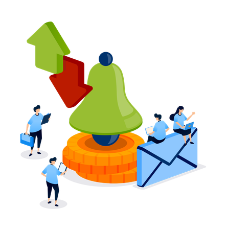 Geschäftsleute erhalten E-Mail-Benachrichtigungen  Illustration