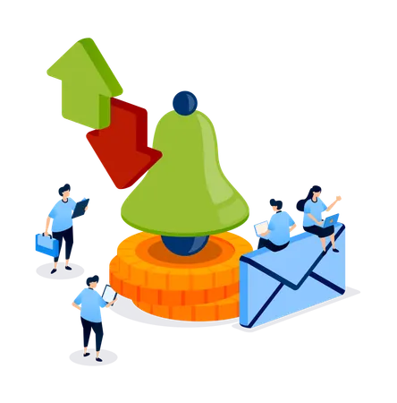 Geschäftsleute erhalten E-Mail-Benachrichtigungen  Illustration