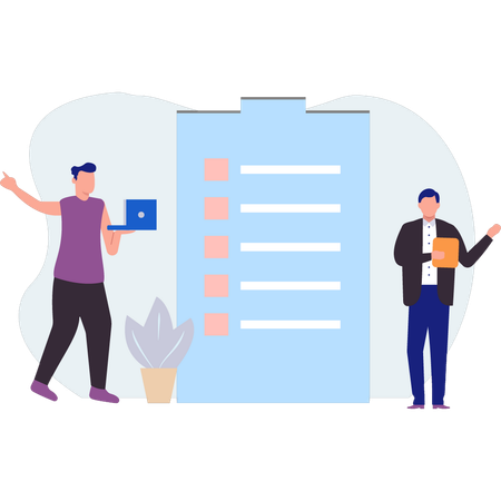 Geschäftsleute erstellen Business-Checkliste  Illustration