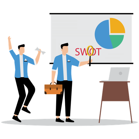 Geschäftsleute machen SWOT-Analyse  Illustration