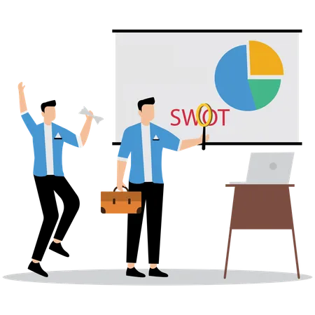 Geschäftsleute machen SWOT-Analyse  Illustration