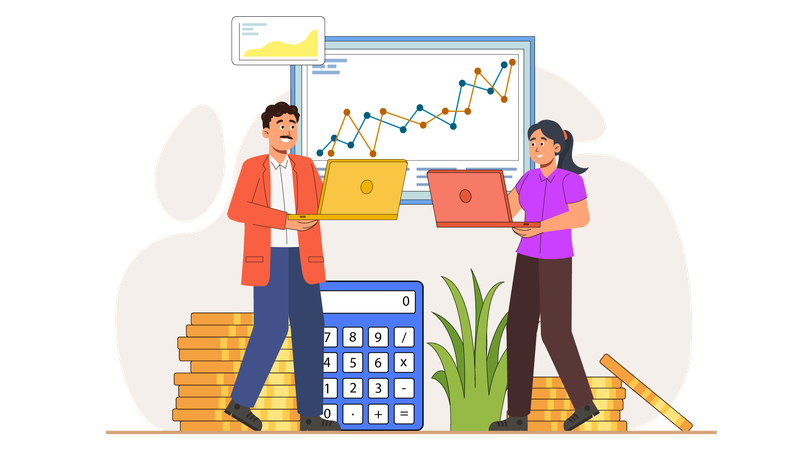 Geschäftsleute, die Finanzanalysen durchführen  Illustration