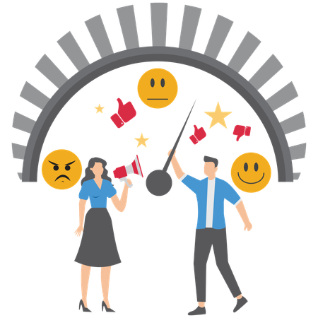 Geschäftsleute, die Kundenfeedbackanalysen durchführen  Illustration