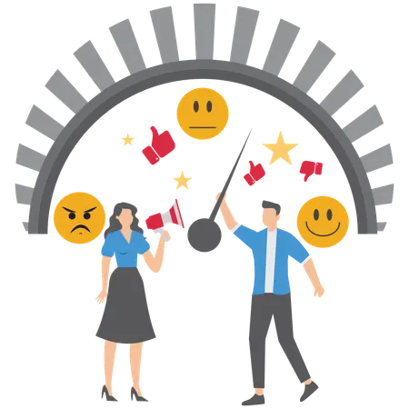 Geschäftsleute, die Kundenfeedbackanalysen durchführen  Illustration