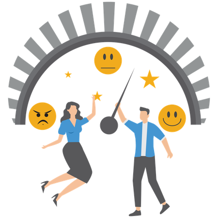 Geschäftsleute, die Kundenfeedbackanalysen durchführen  Illustration