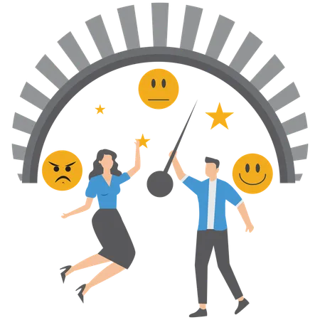 Geschäftsleute, die Kundenfeedbackanalysen durchführen  Illustration