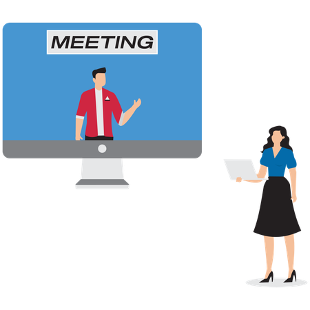 Geschäftsleute die online-meetings machen  Illustration