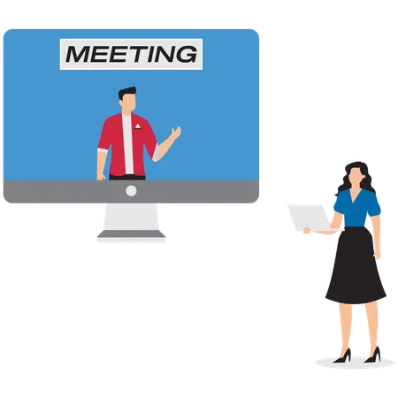 Geschäftsleute die online-meetings machen  Illustration