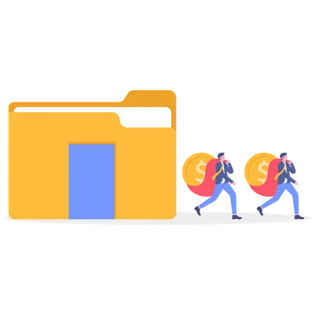 Geschäftsleute halten Dollar aus Ordner  Illustration