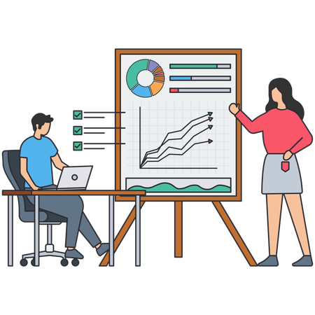 Geschäftsleute halten Geschäftspräsentation  Illustration