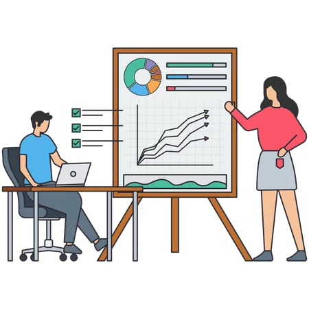 Geschäftsleute halten Geschäftspräsentation  Illustration