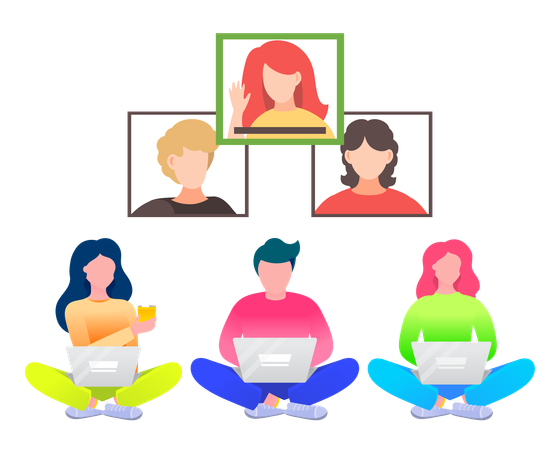 Geschäftsleute bei Online-Meetings  Illustration