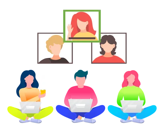 Geschäftsleute bei Online-Meetings  Illustration