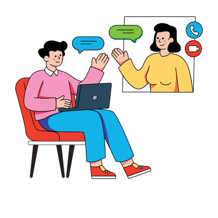 Geschäftsleute bei virtuellen Meetings  Illustration