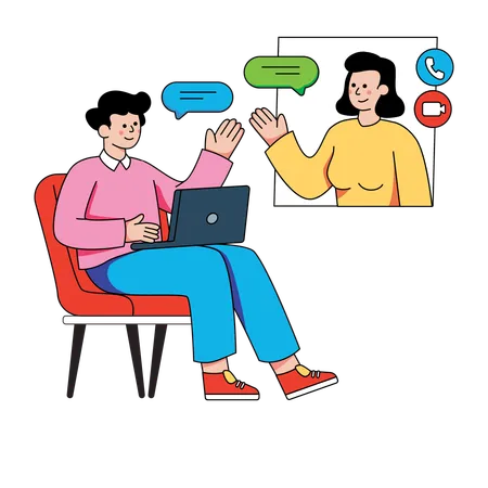 Geschäftsleute bei virtuellen Meetings  Illustration