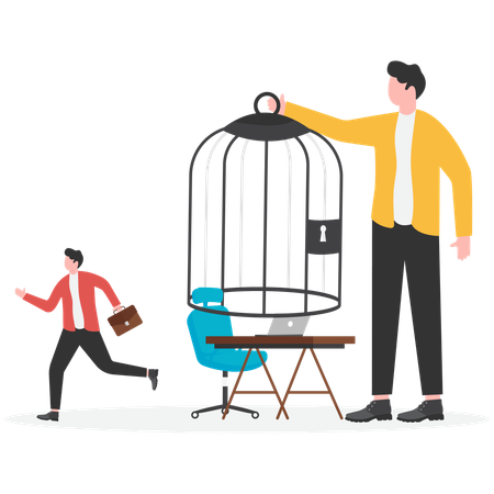 Geschäftsleute hinter Gittern und weitere freigelassen  Illustration