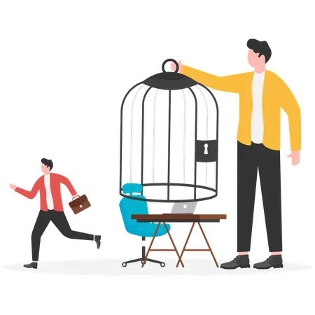 Geschäftsleute hinter Gittern und weitere freigelassen  Illustration