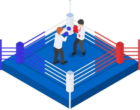 Geschäftsleute kämpfen im Boxring  Illustration