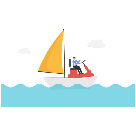 Geschäftsleute kontrollieren das Papierboot  Illustration