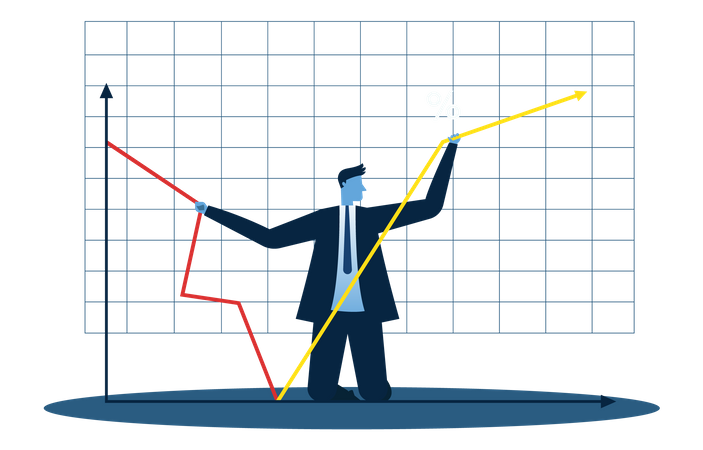 Geschäftsleute lösen Unternehmensprobleme, um Unternehmen zu helfen, Krisen zu überstehen und erfolgreich zu sein  Illustration