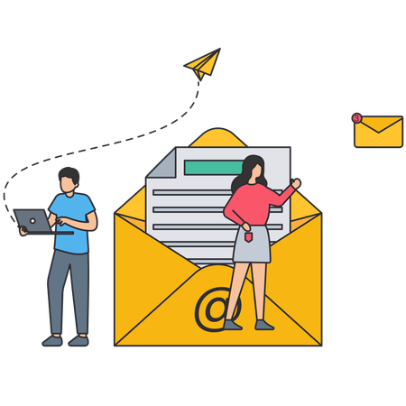 Geschäftsleute, die E-Mail-Marketing betreiben  Illustration