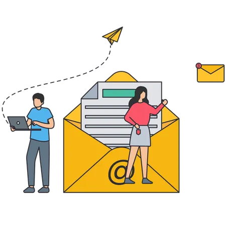 Geschäftsleute, die E-Mail-Marketing betreiben  Illustration