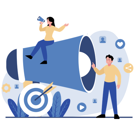 Geschäftsleute machen kreatives Marketing  Illustration