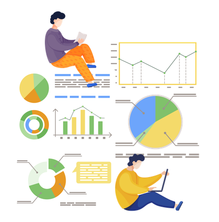 Geschäftsleute, die Webanalyse durchführen  Illustration