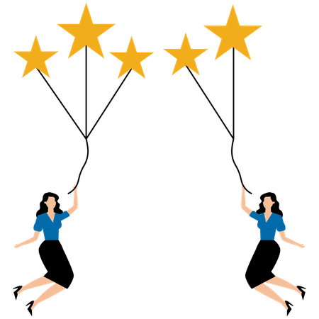 Mitarbeiter von Unternehmen halten 5-Sterne-Bewertungsfeedback  Illustration