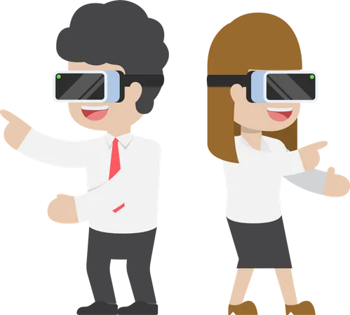 Geschäftsleute nutzen VR-Technologie  Illustration