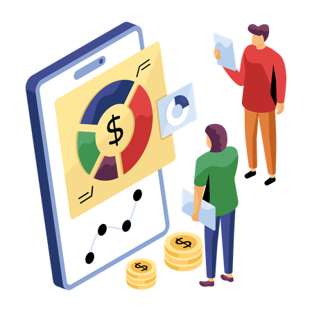 Geschäftsleute präsentieren Finanzdiagramm  Illustration