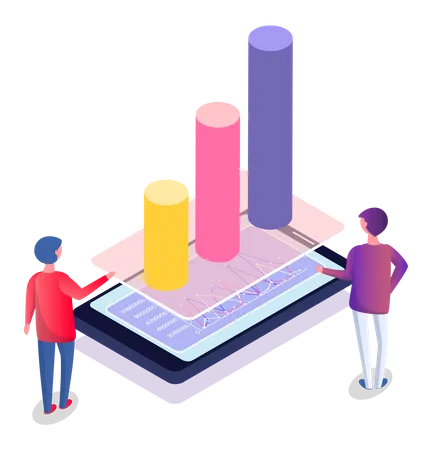 Geschäftsleute betrachten Analysen  Illustration