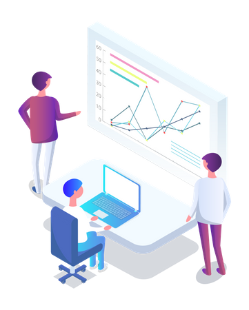 Geschäftsleute betrachten Analysen  Illustration