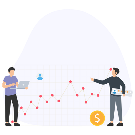 Geschäftsleute sprechen über Marktgewinne  Illustration