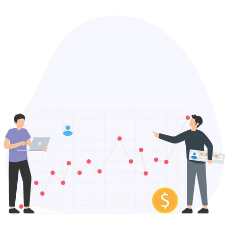 Geschäftsleute sprechen über Marktgewinne  Illustration