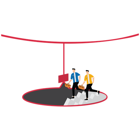 Geschäftsleute stehen vor einer Verlustsituation  Illustration