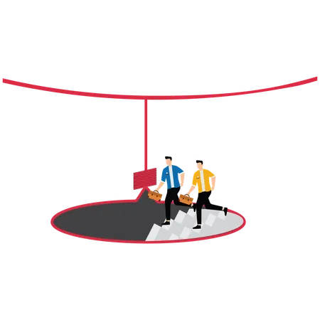 Geschäftsleute stehen vor einer Verlustsituation  Illustration