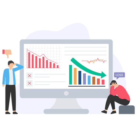 Geschäftsleute stehen vor Geschäftsverlusten  Illustration