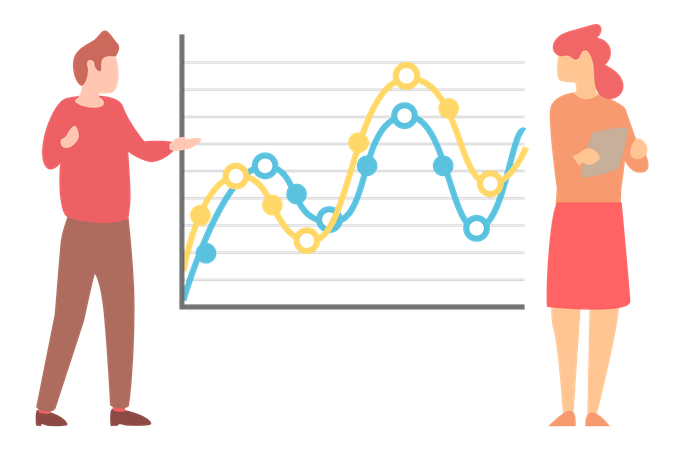 Geschäftsleute zeigen Analytics-Präsentation  Illustration