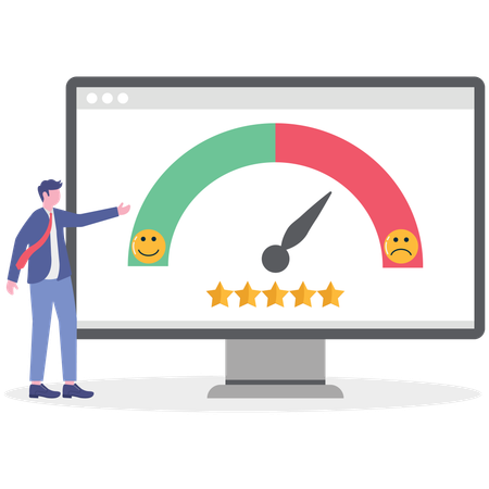 Geschäftsmann analysiert Geschäftsrating  Illustration
