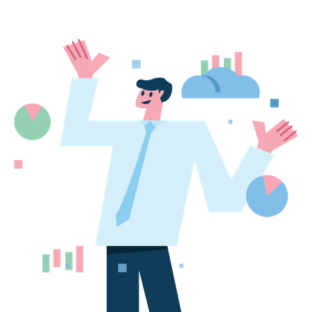 Geschäftsmann Analytics Diagramm Diagramm  Illustration